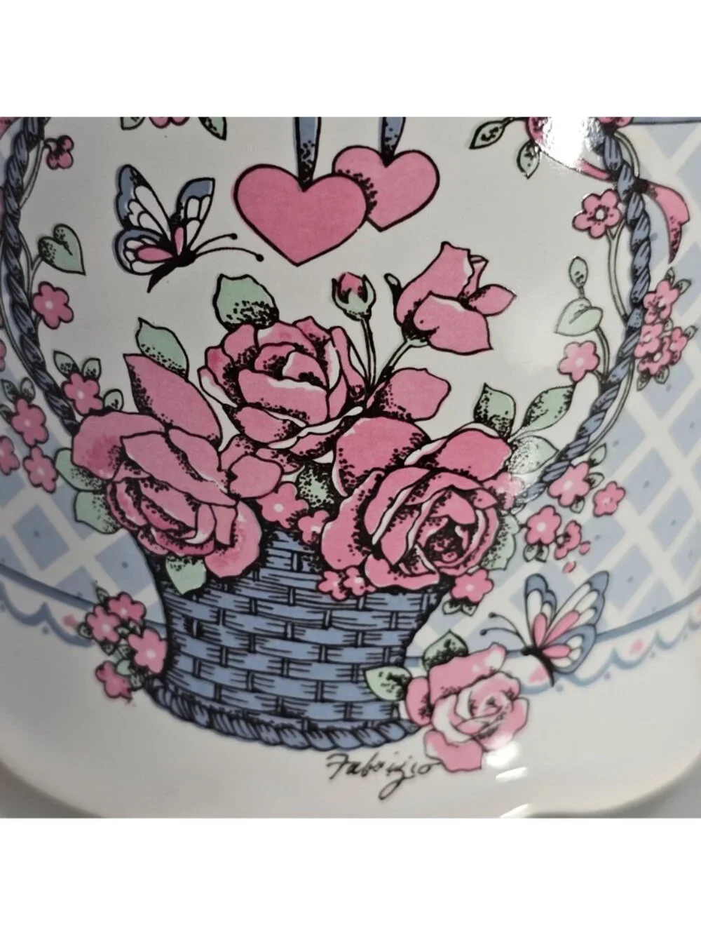 1980s Canister Set /2 Veranda Hearts Roses Basket Cottagecore vtg kitchen storag